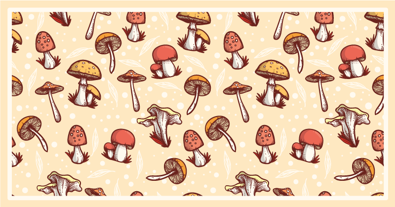 Colorful Mushroom Pattern nature vinyl rug - TenStickers