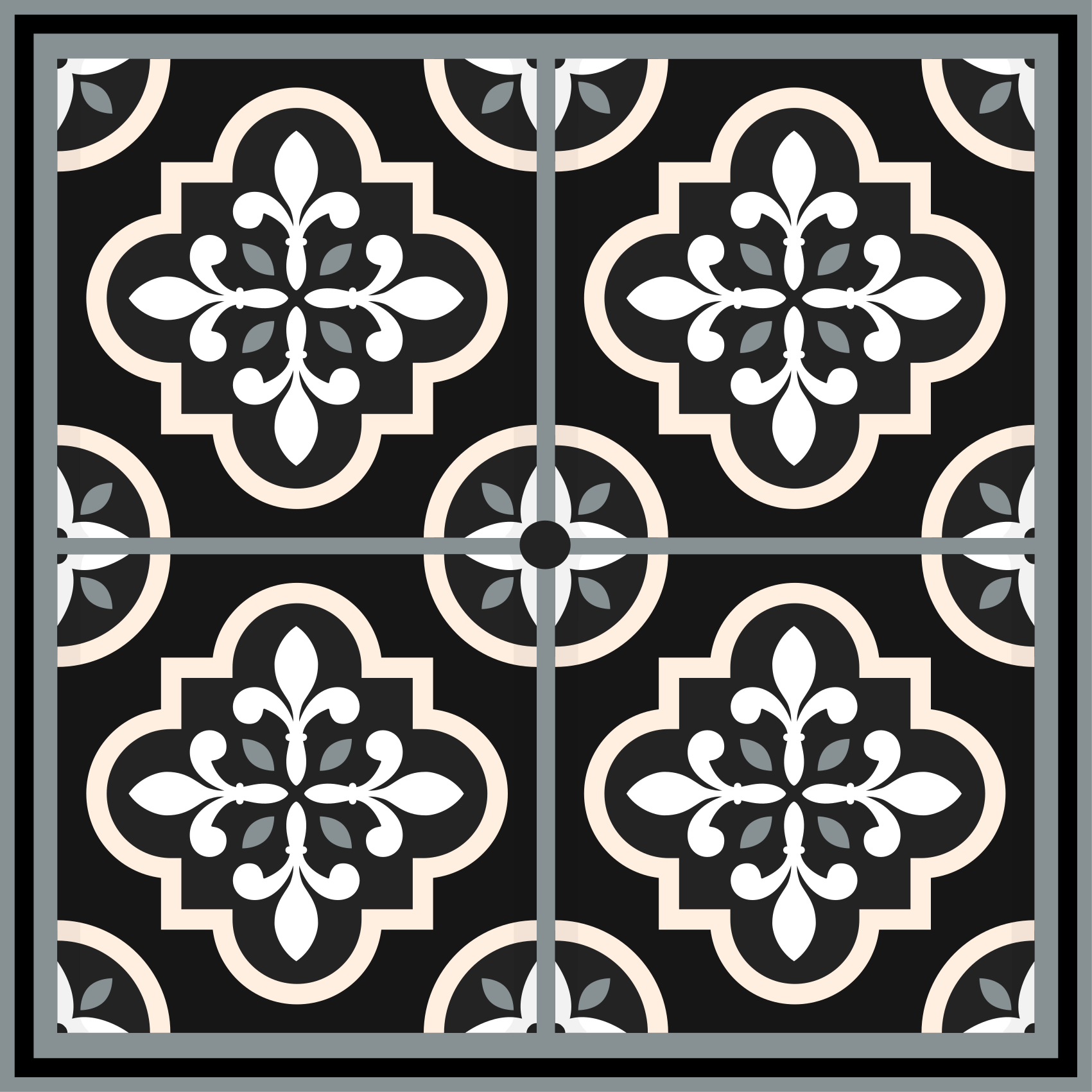 Black and white mosaic tile vinyl rug - TenStickers