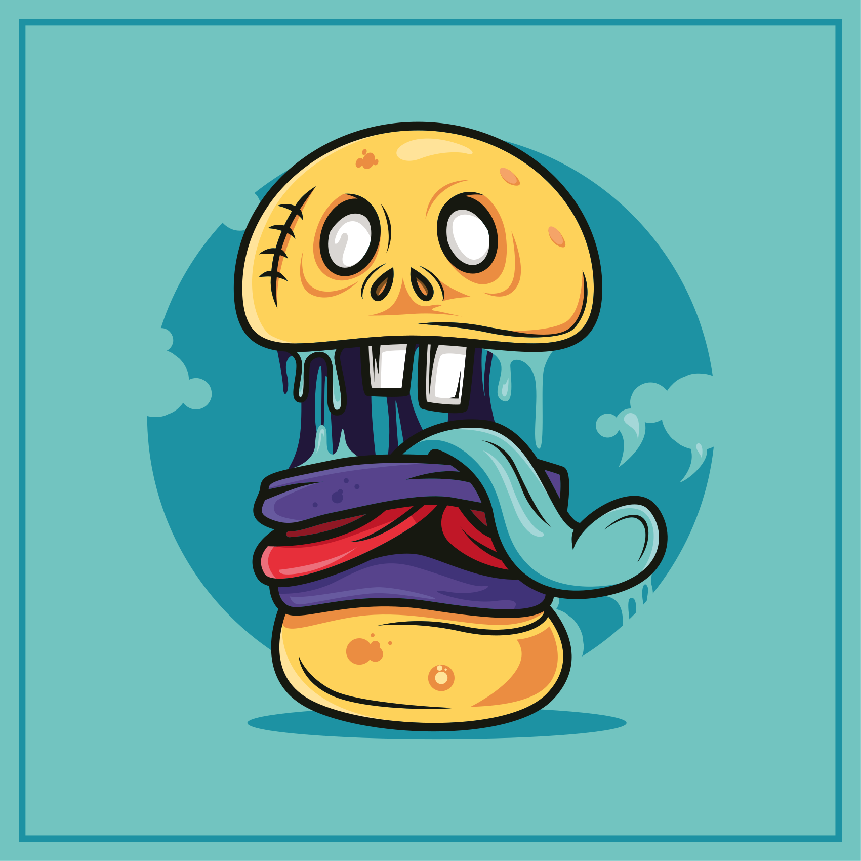 Silly Skull Character teen vinyl rug - TenStickers