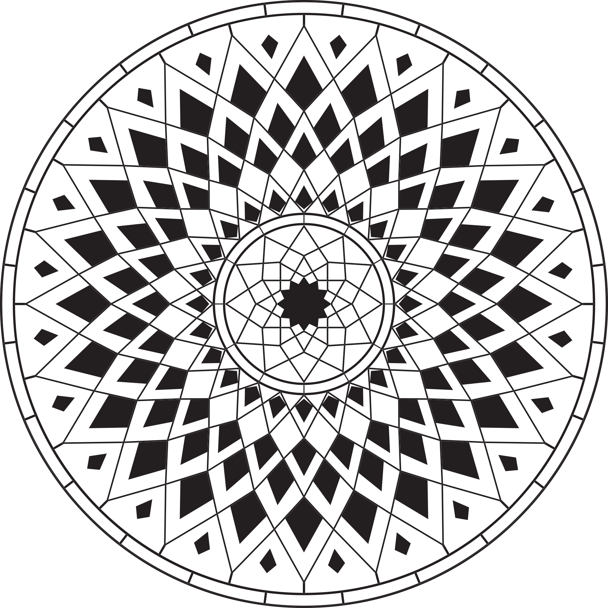 White and black design mandala vinyl rug - TenStickers