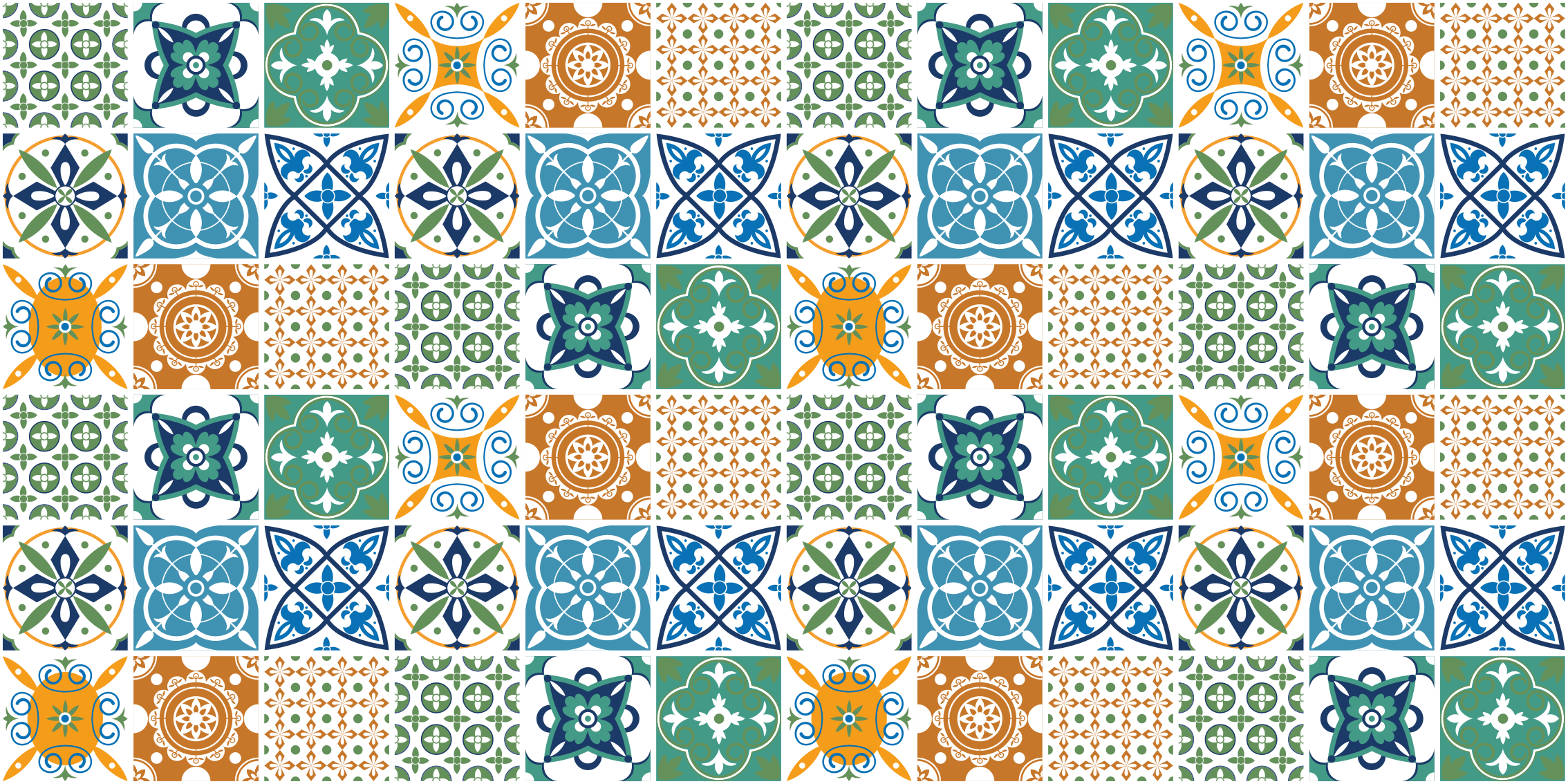 Vibrant motifs tile vinyl rug - TenStickers
