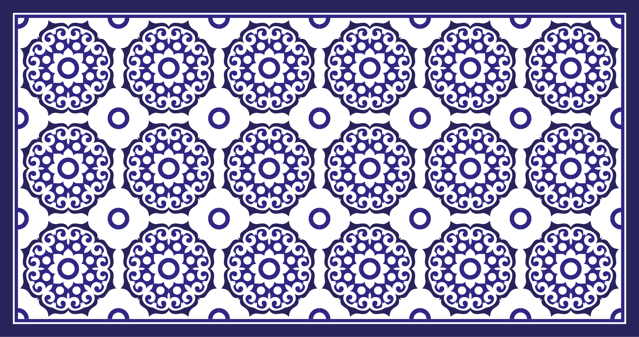Ornate Blue Patterns tile vinyl rug - TenStickers
