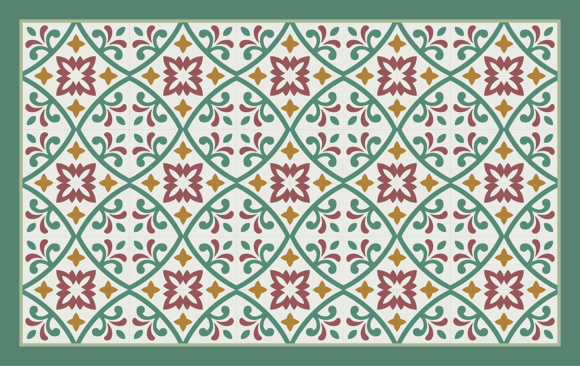 Yellow red and green classic flower tile carpet - TenStickers