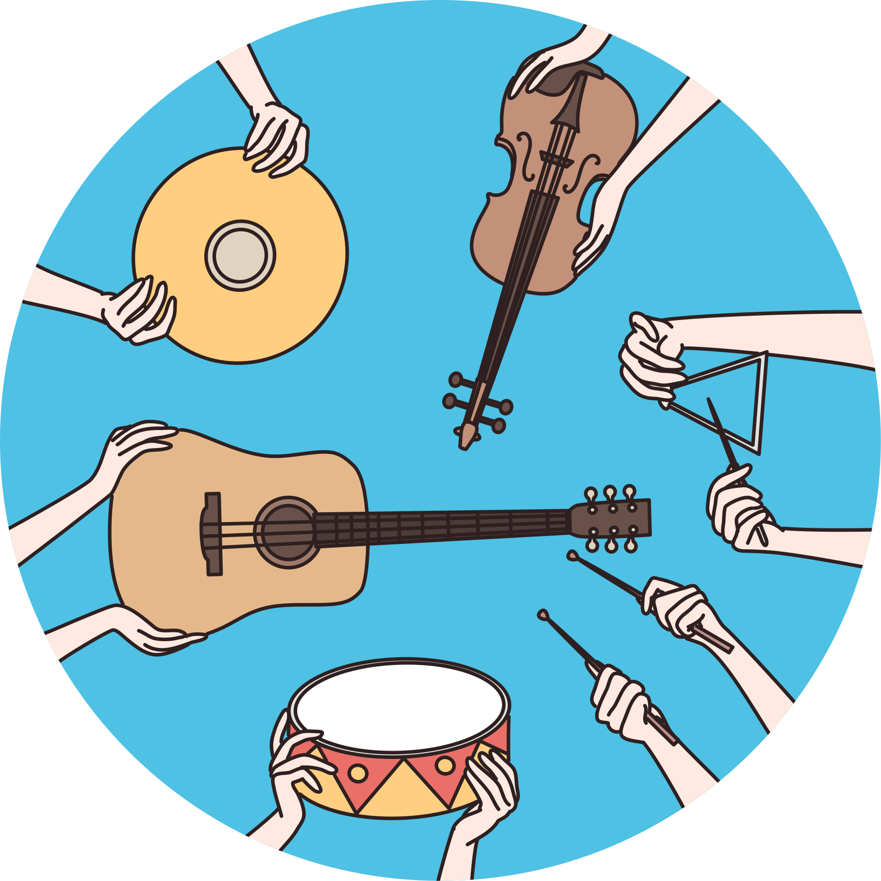 Musical Hands Motif kids vinyl rug - TenStickers