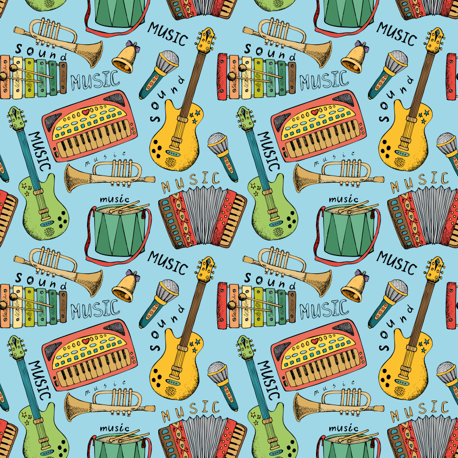 Kids vinyl rug with joyful music instruments - TenStickers