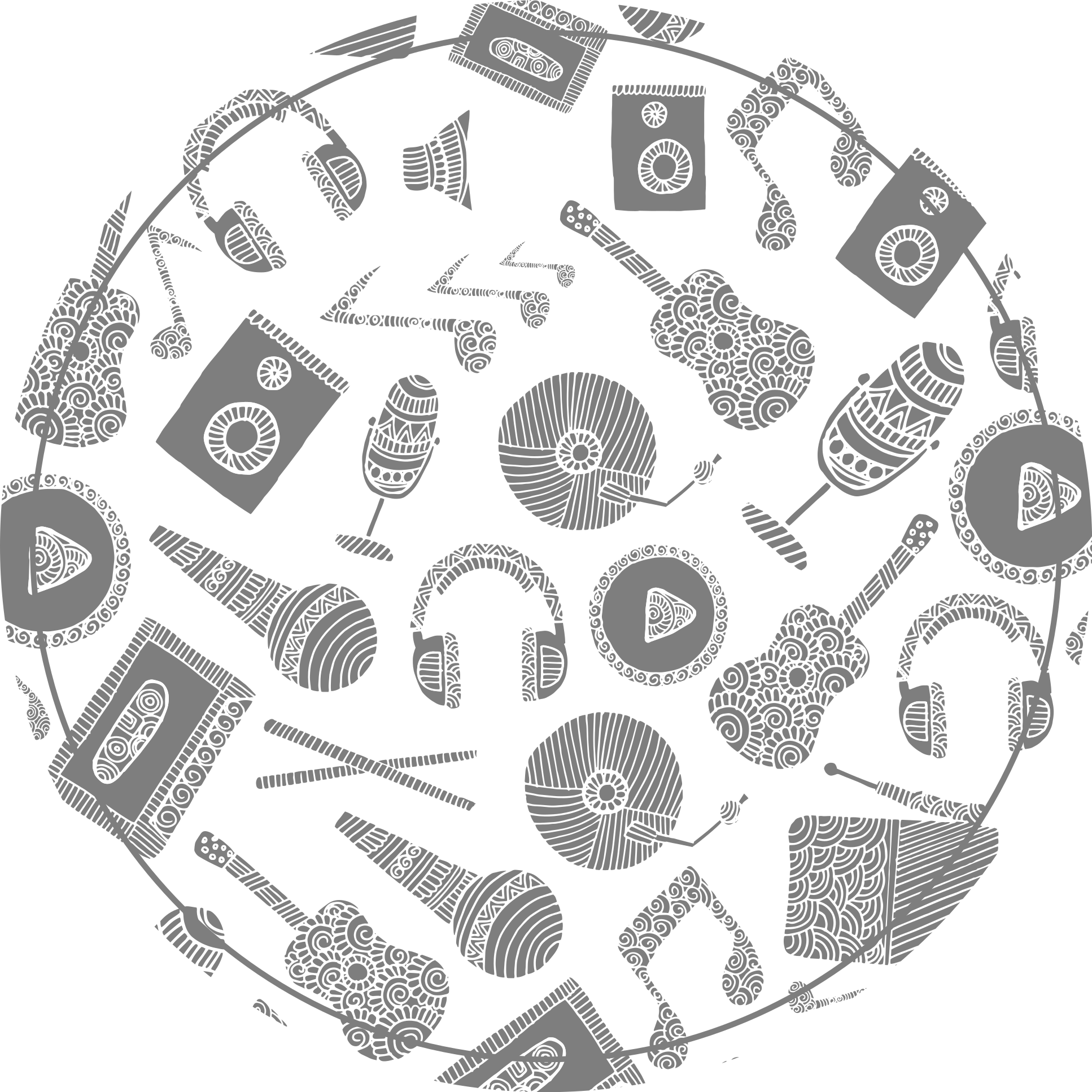 Musical Instrument Patterns kids vinyl rug - TenStickers