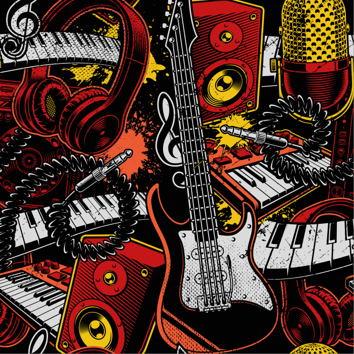 Event vinyl rug musical elements display - TenStickers
