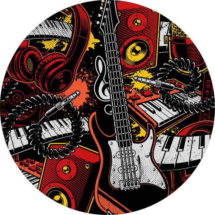 Kids vinyl rug musical instruments frenzy - TenStickers
