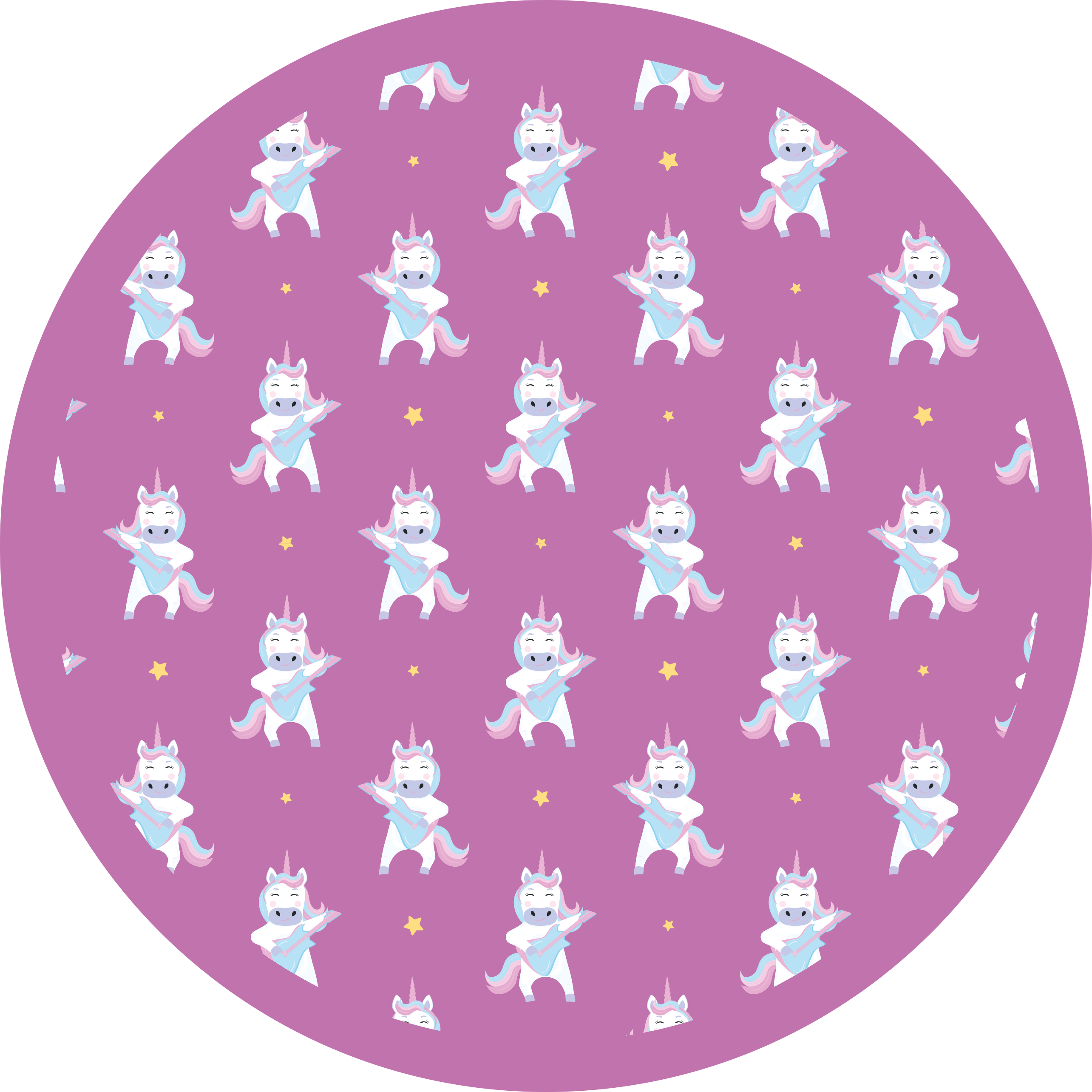 Playful Unicorns Pattern kids vinyl rug - TenStickers