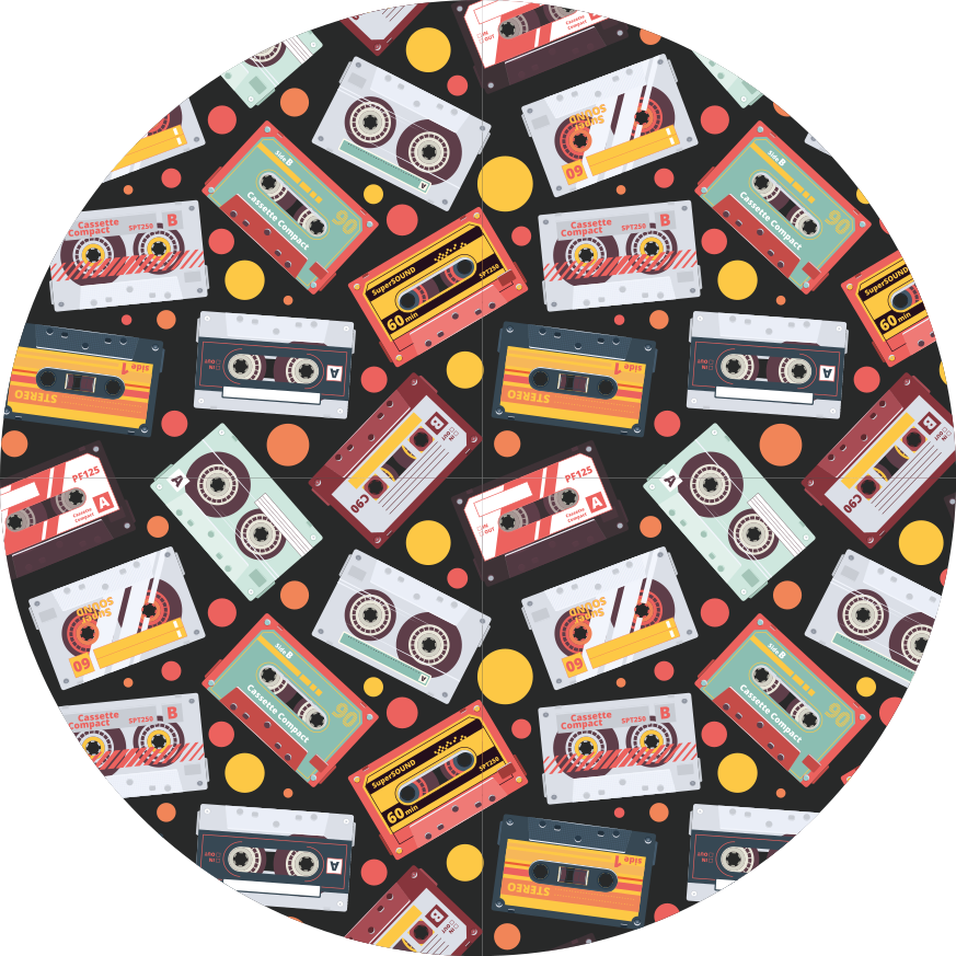 Vintage vinyl rug with cassette pattern design - TenStickers