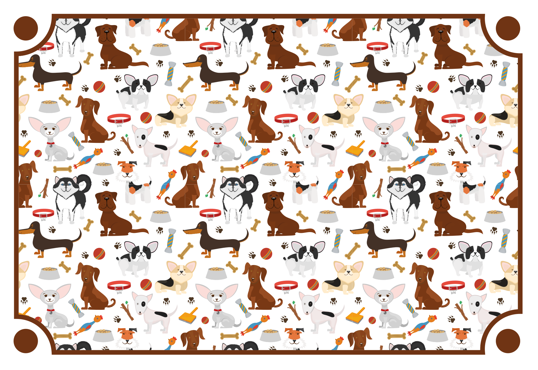 Cute canine companions animal vinyl rug - TenStickers