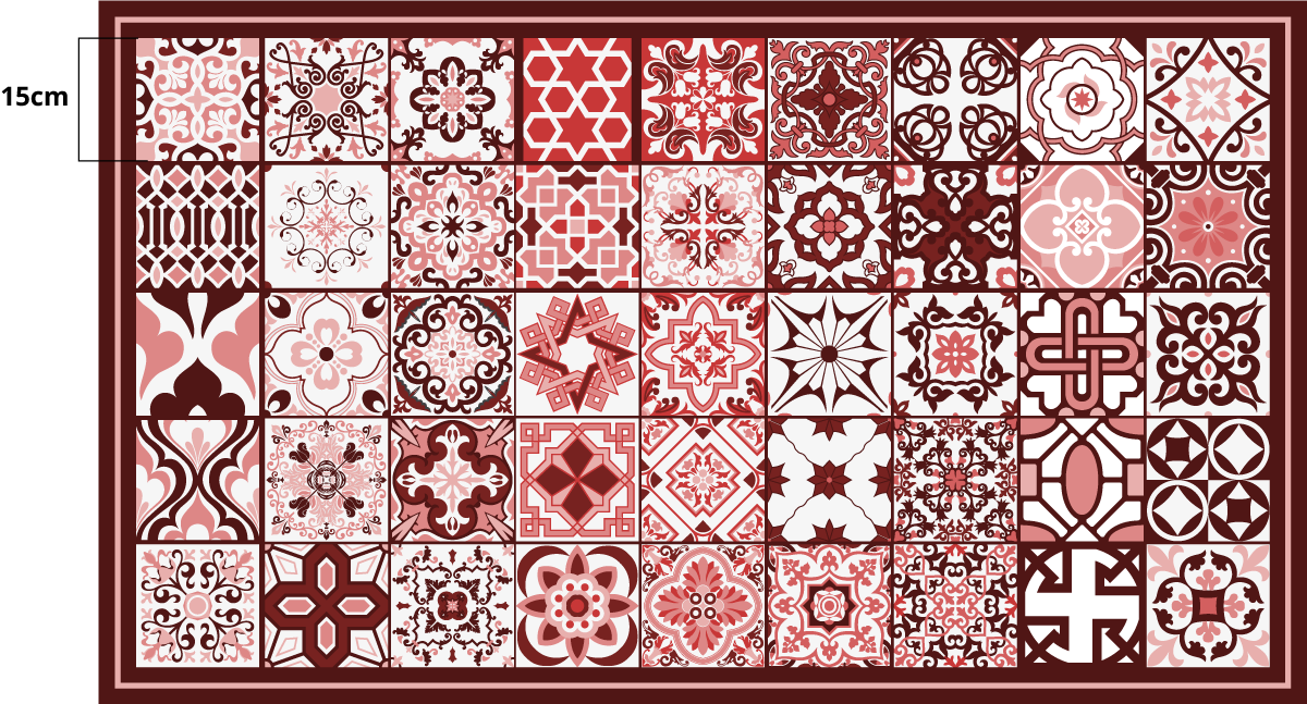 Red Mosaic Pattern tile vinyl rug - TenStickers