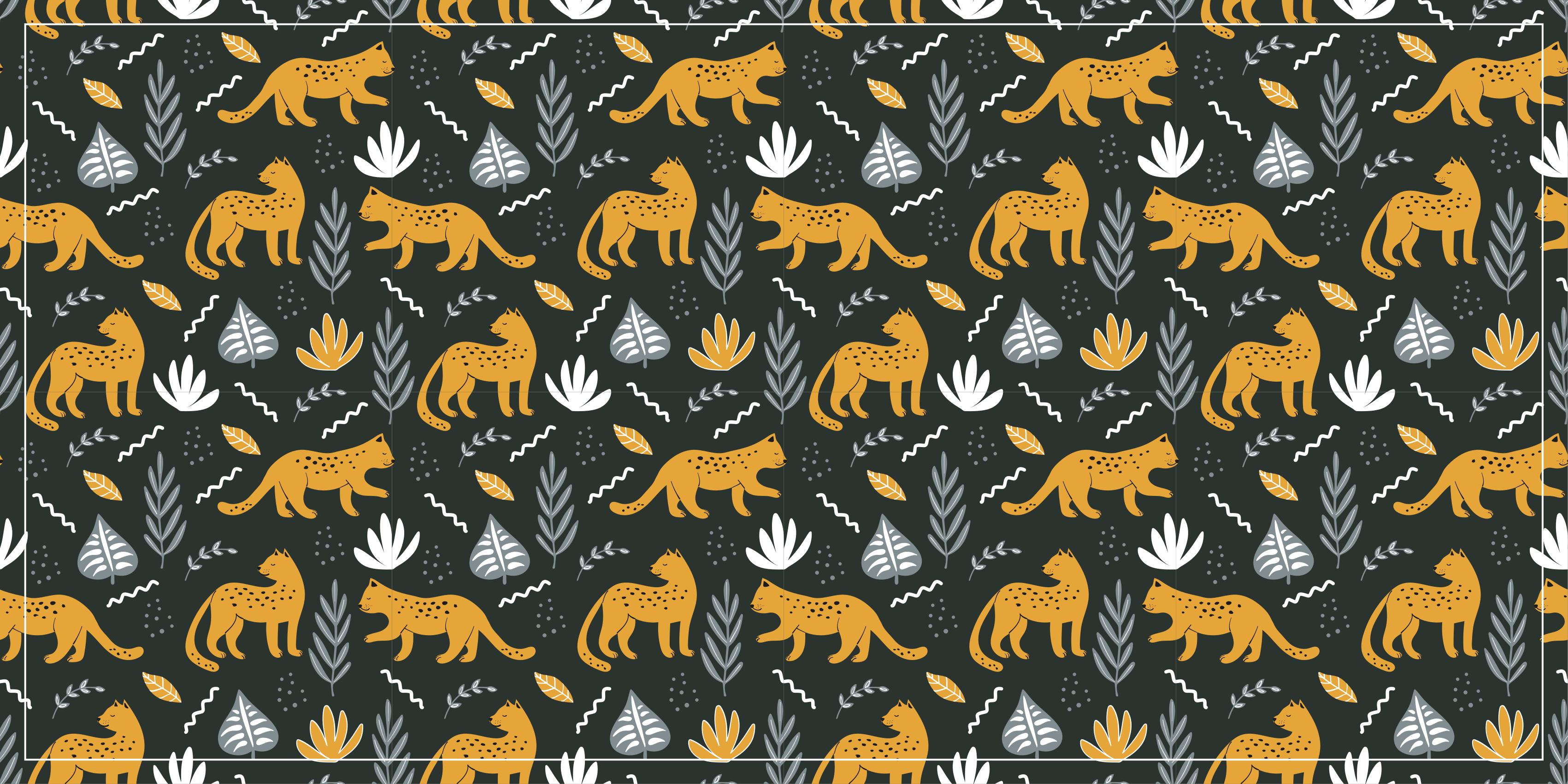 Leopard Pattern Leaves animal vinyl rug - TenStickers