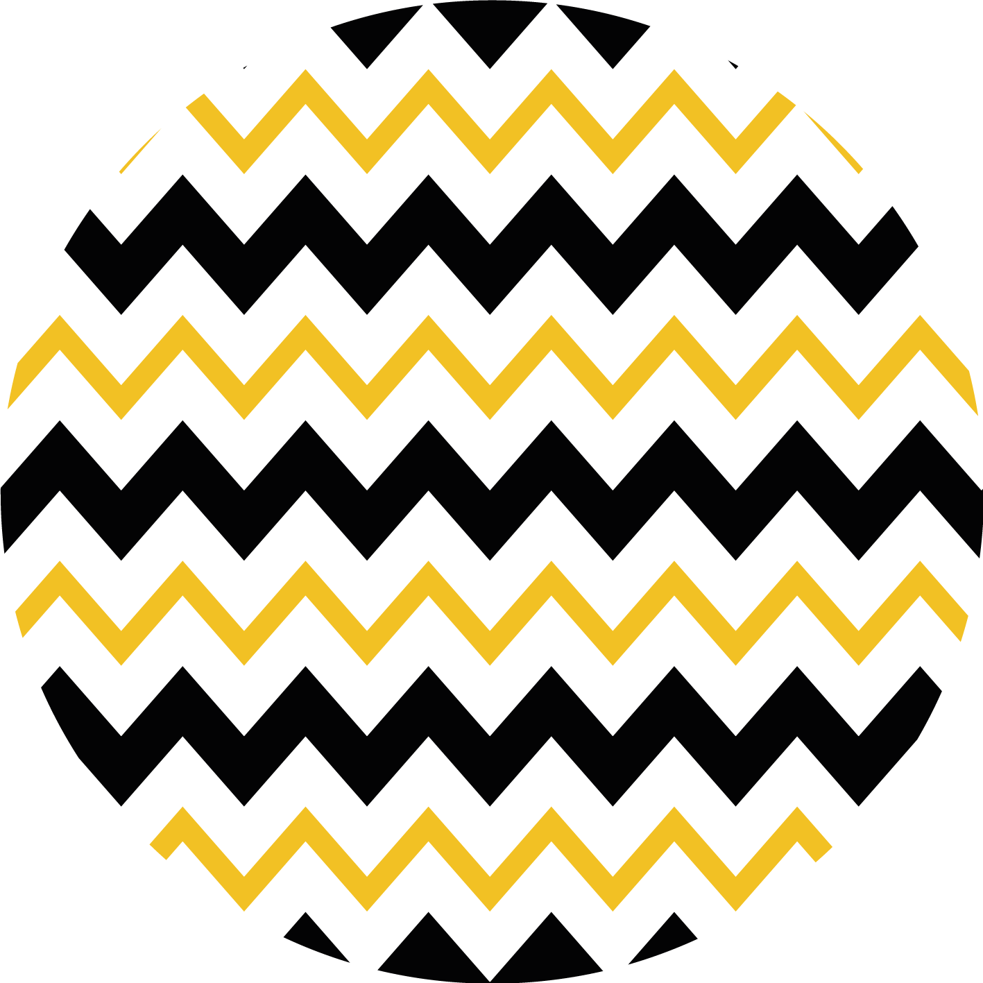 Black and yellow zig zag lines circular rug - TenStickers
