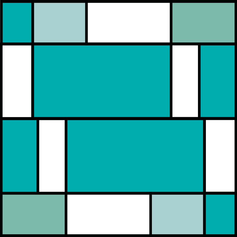 Blue Mondrian tiles geometric vinyl rug - TenStickers