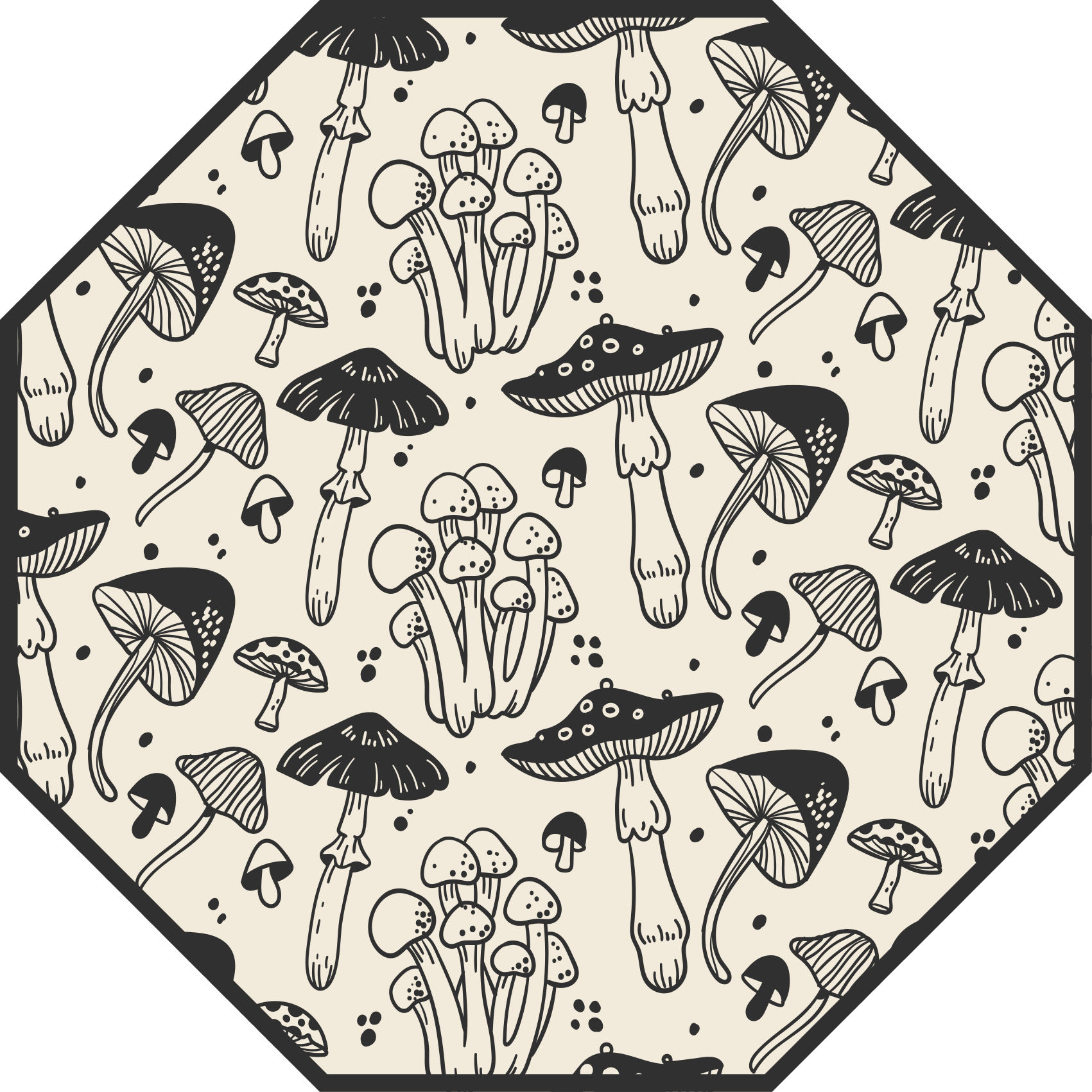 Mushroom realm floral vinyl rug - TenStickers