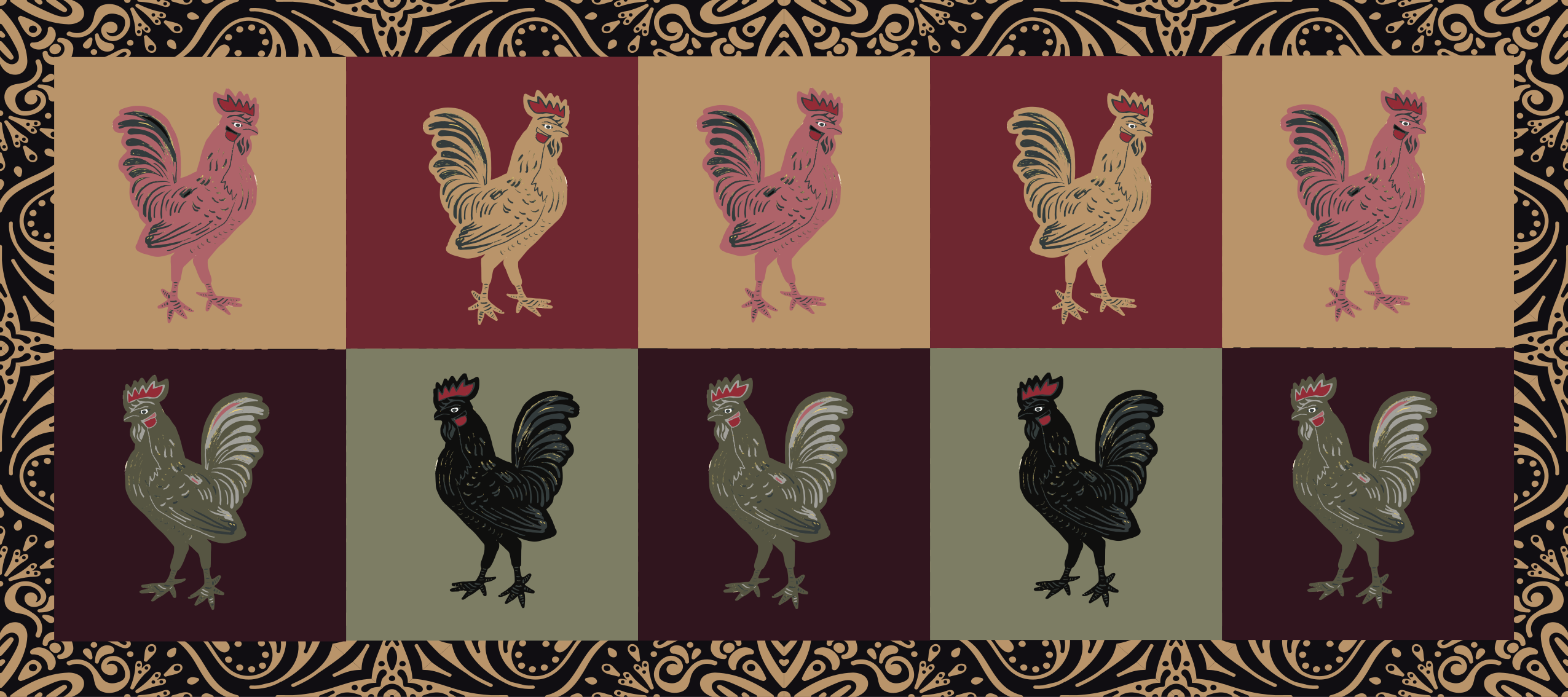 Colorful chicken pattern animal vinyl rug - TenStickers