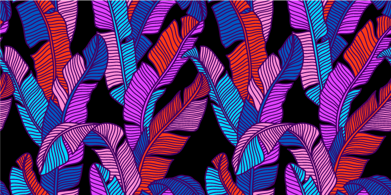 Nature vinyl rug colorful tropical leaves - TenStickers