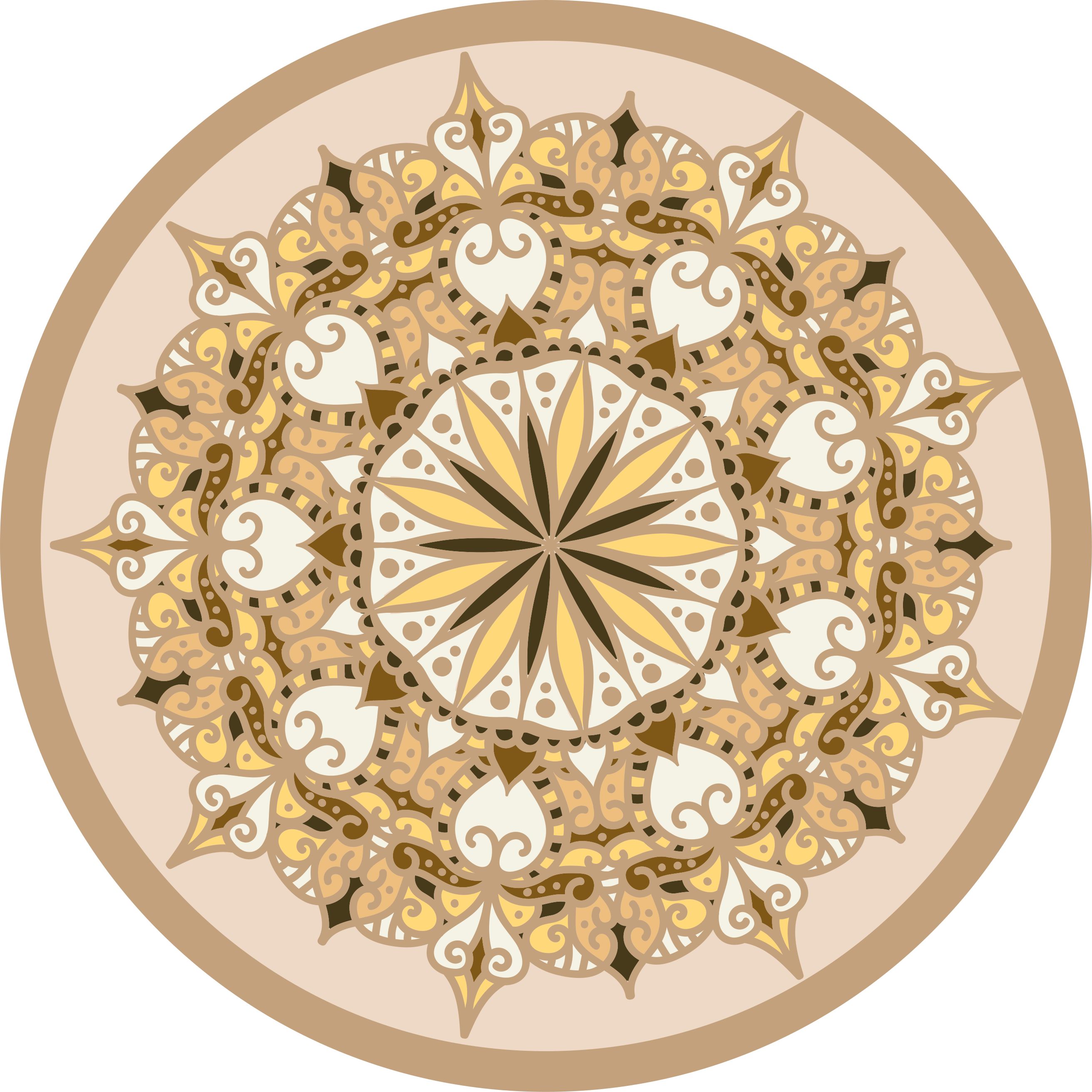 Elegant golden mandala mandala vinyl rug - TenStickers