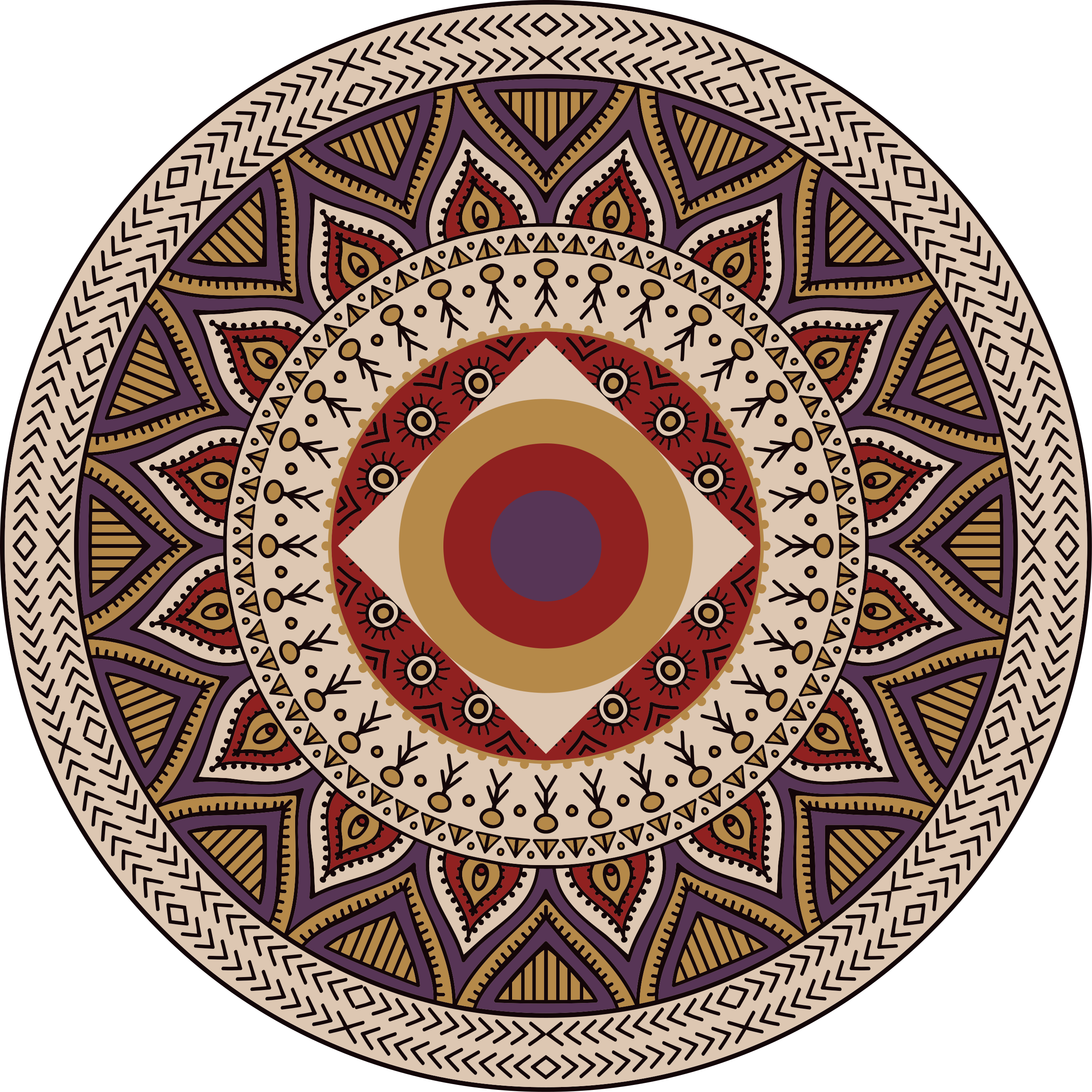 Vibrant Circular Pattern mandala vinyl rug - TenStickers