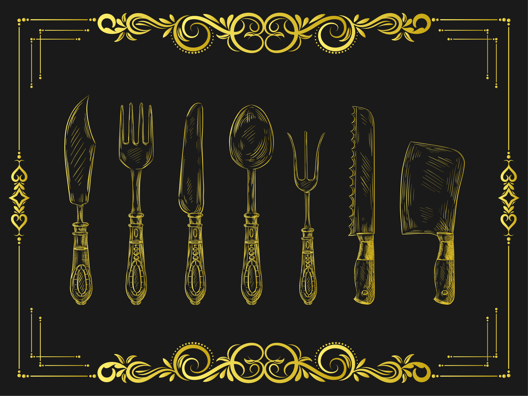 Kitchen vinyl rug kitchen utensils design - TenStickers