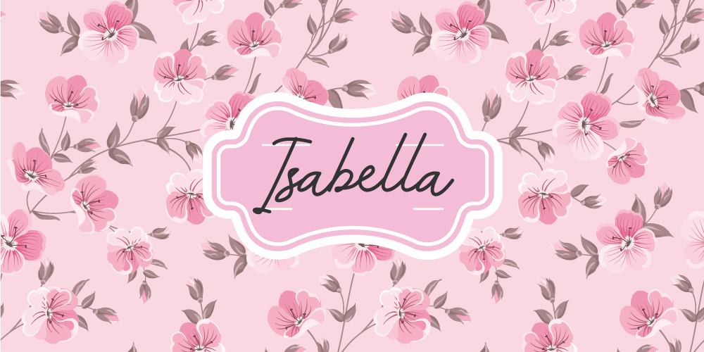 Pink floral design with name teen vinyl rug - TenStickers