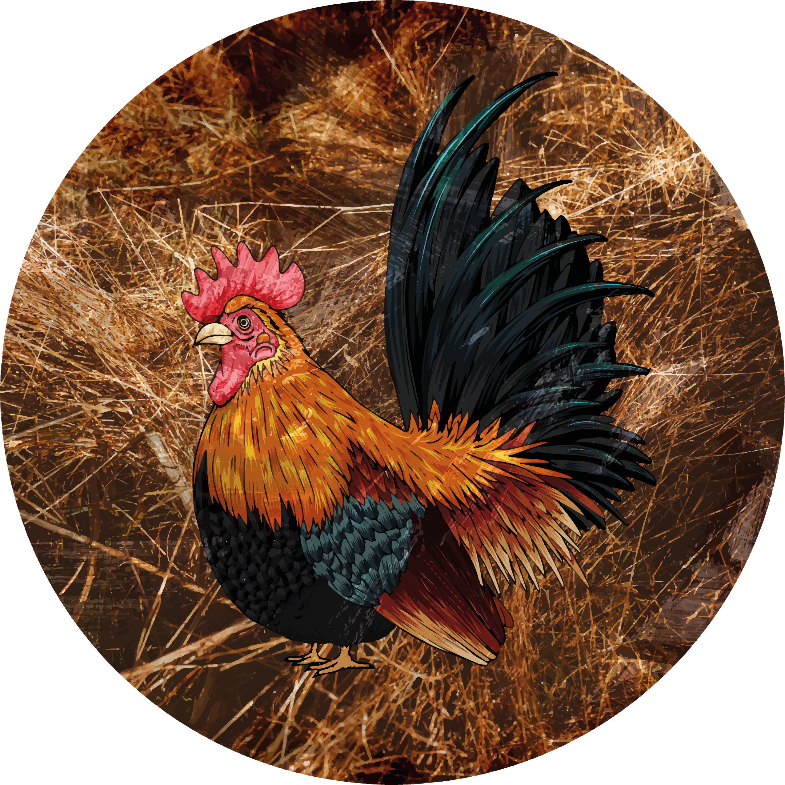 Animal print vinyl rug colorful rooster design - TenStickers