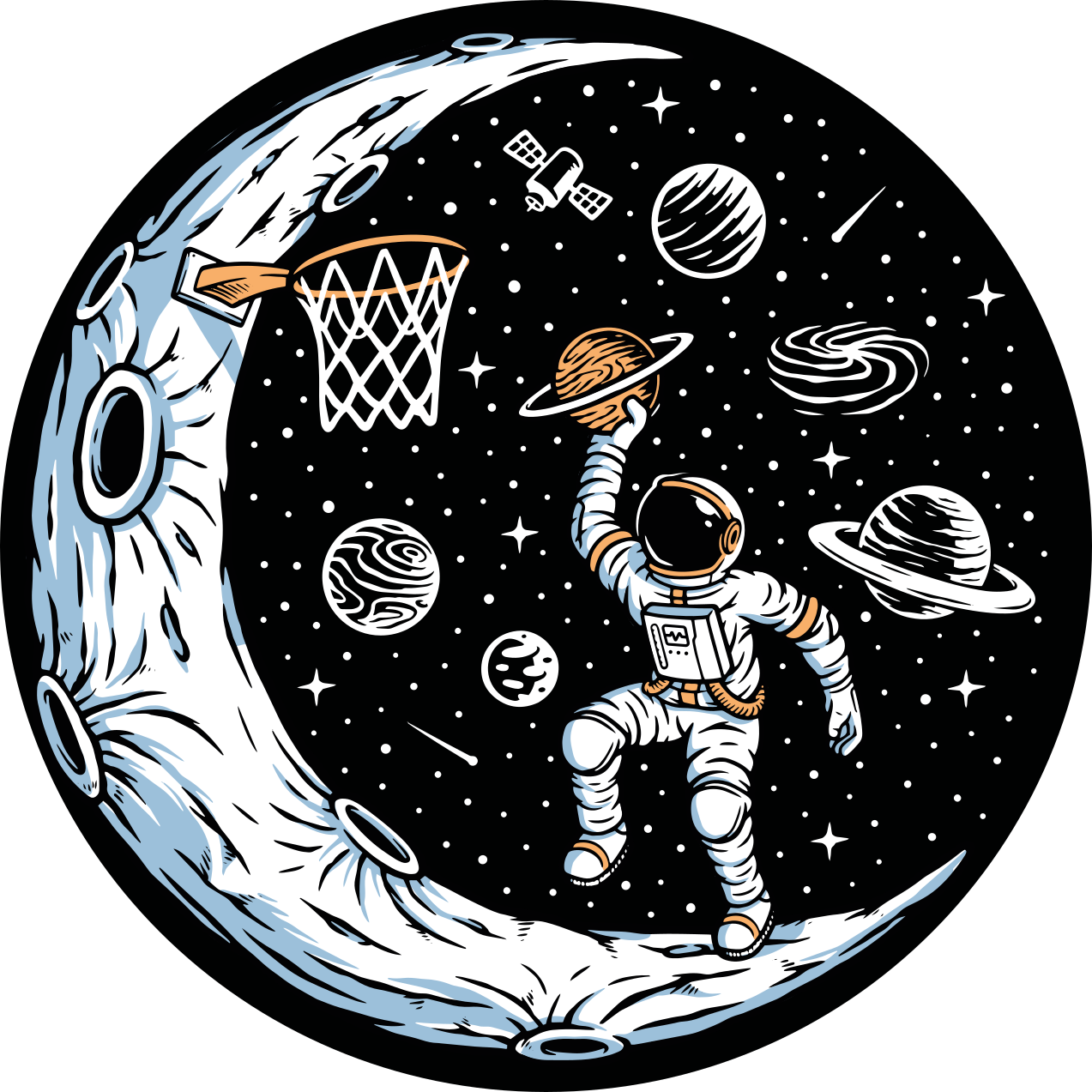 Astronaut Dunking star vinyl rug - TenStickers