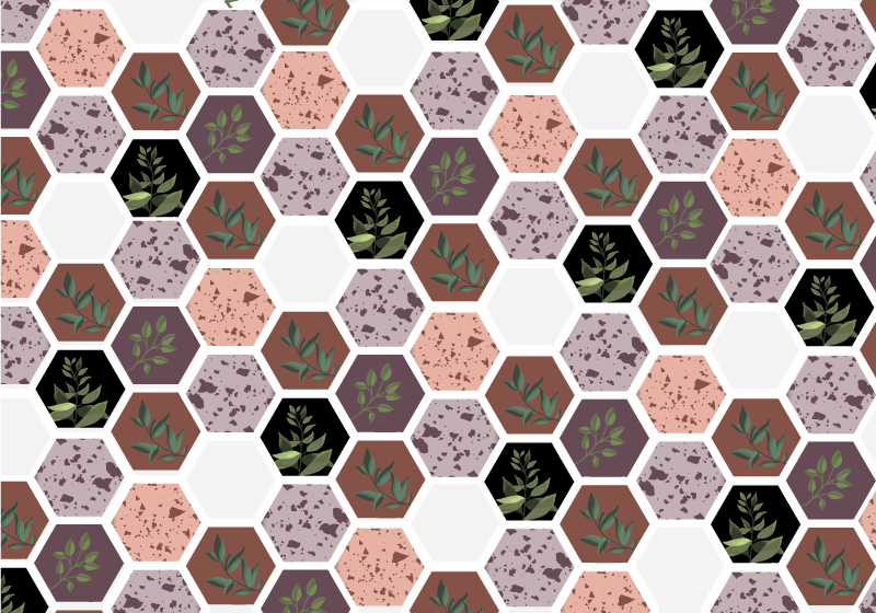 Hexagonal Leaf Pattern nature vinyl rug - TenStickers