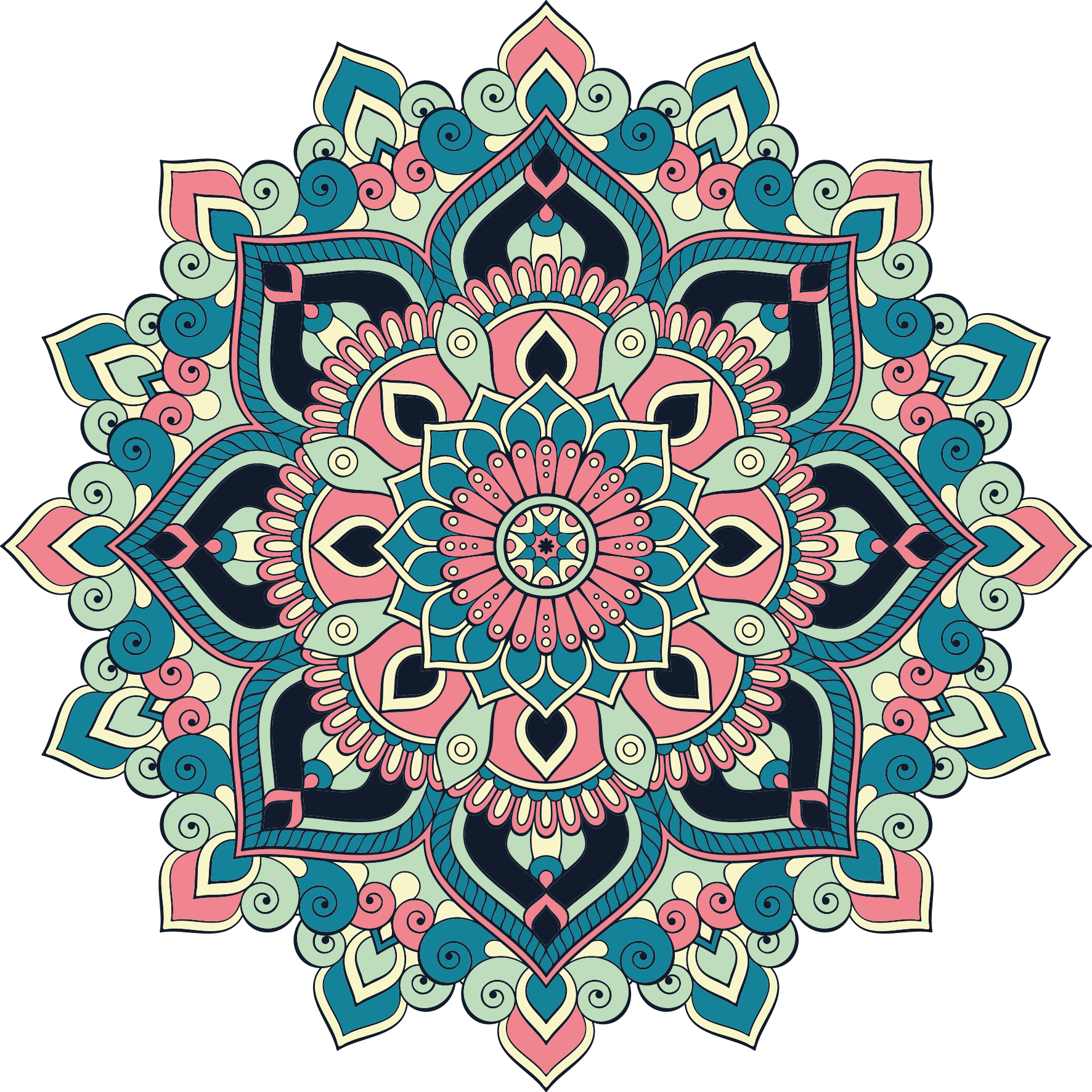 Colorful floral element mandala vinyl rug - TenStickers