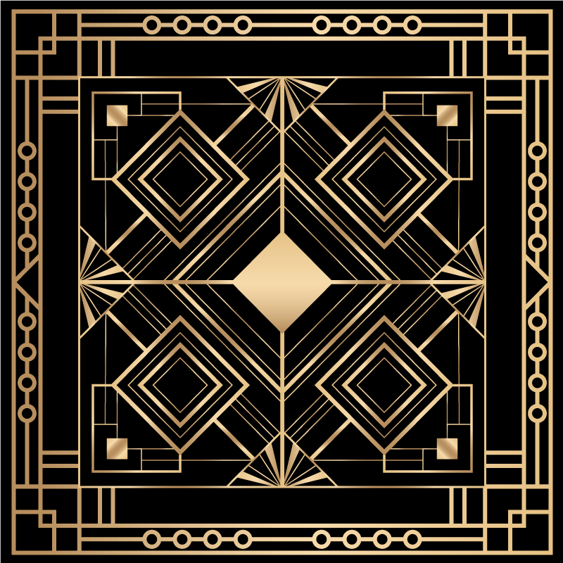 Mosaic vinyl rug geometric gold design - TenStickers