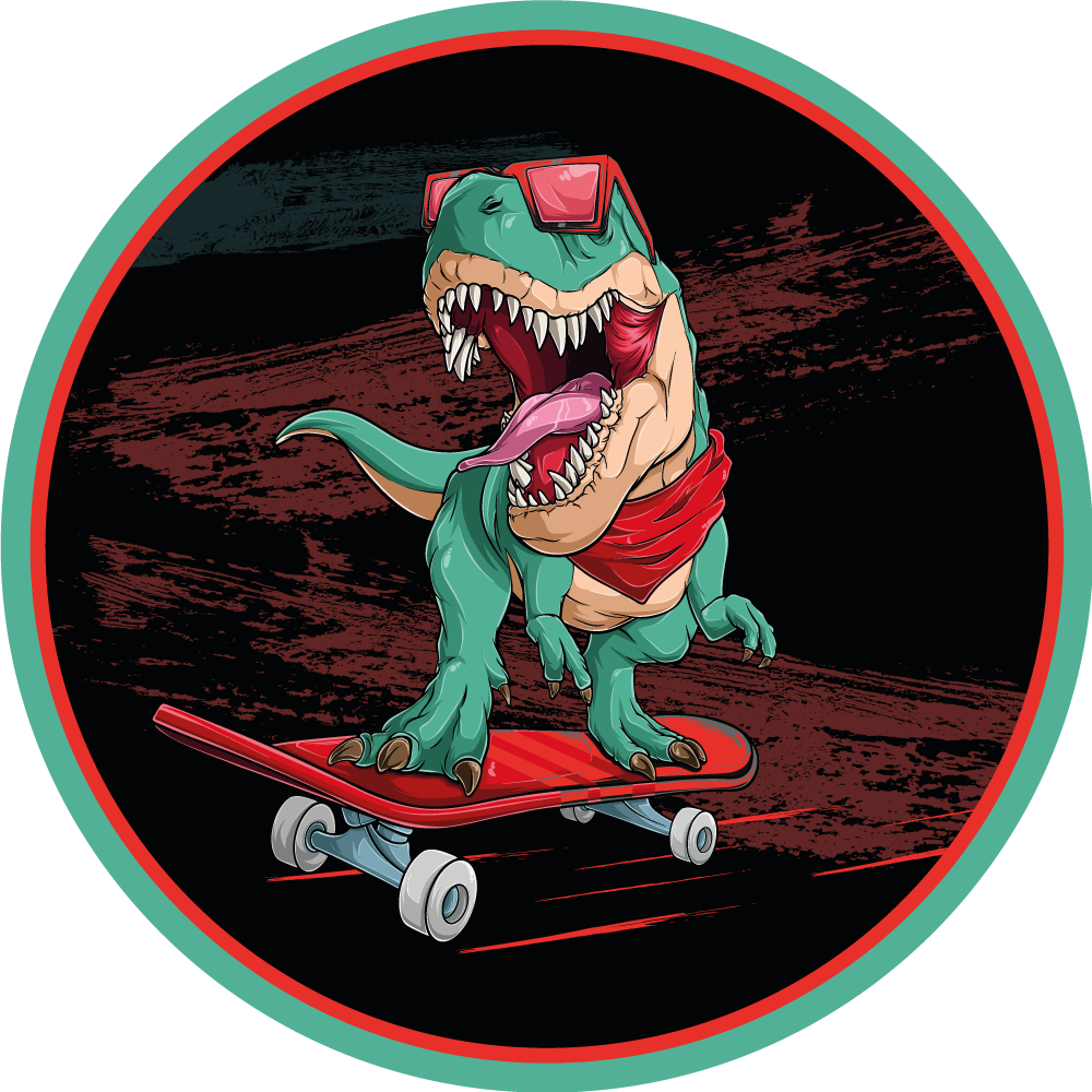 Cool Skateboarding Dinosaur teen vinyl rug - TenStickers