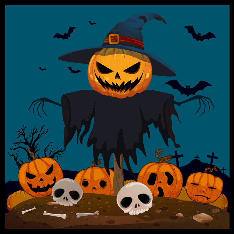 Haunting Pumpkin Scene halloween vinyl rug - TenStickers