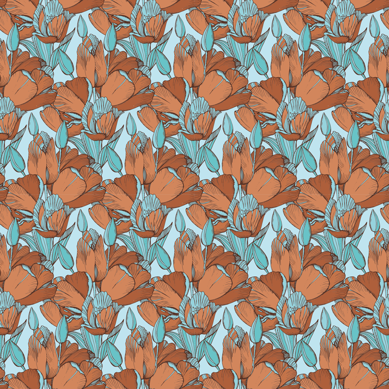 Floral Blossom Scheme kids vinyl rug - TenStickers