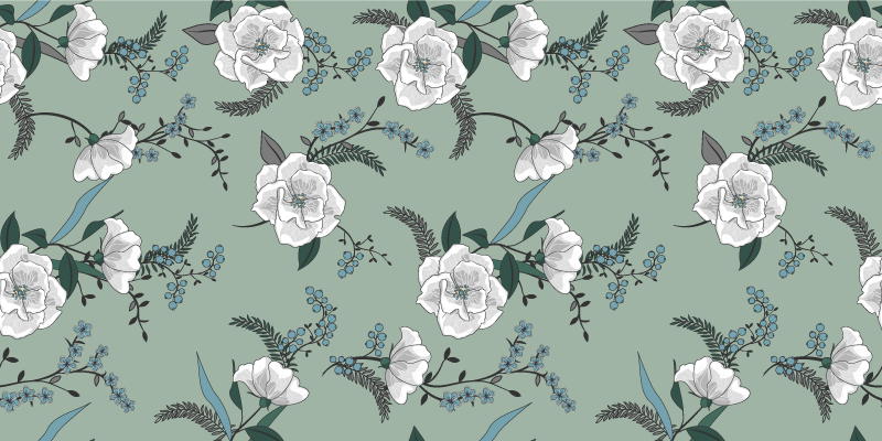 Botanical Concept floral vinyl rug - TenStickers