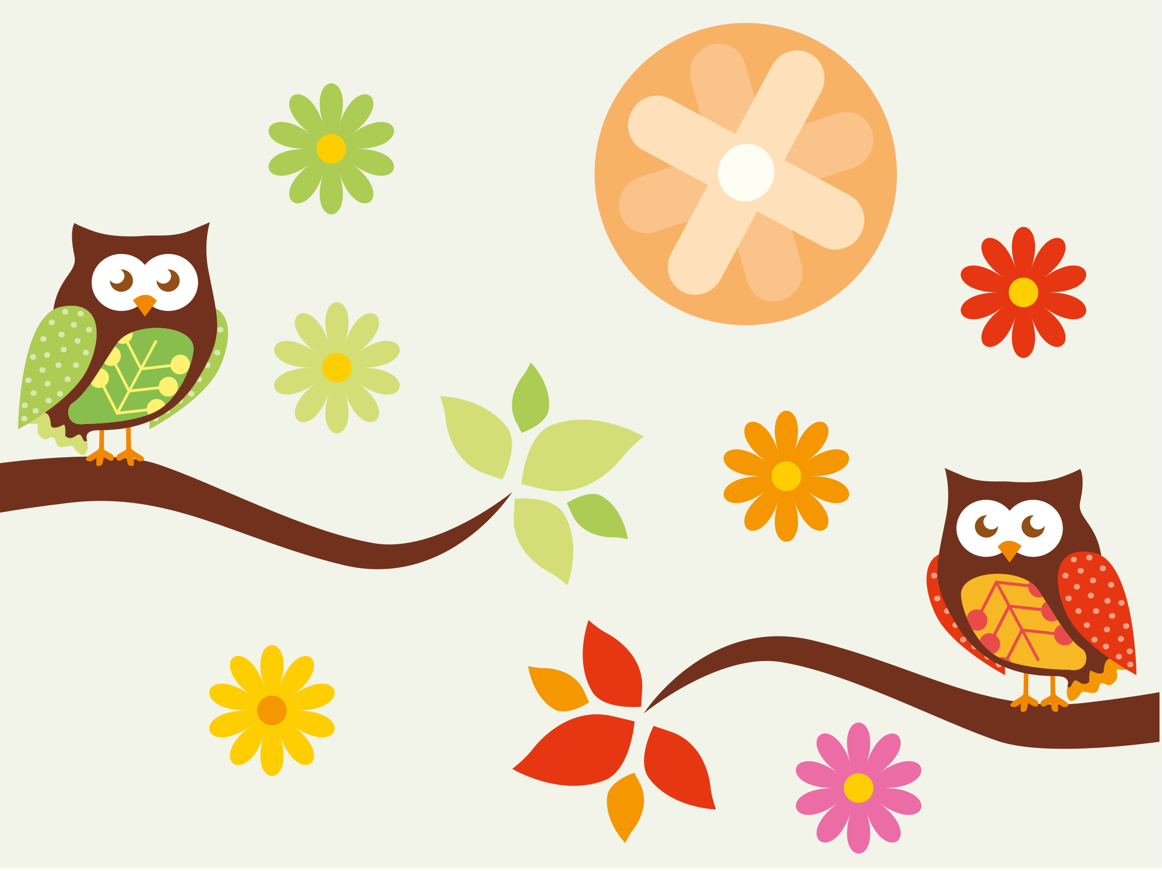 Colorful Nursery Owls kids vinyl rug - TenStickers