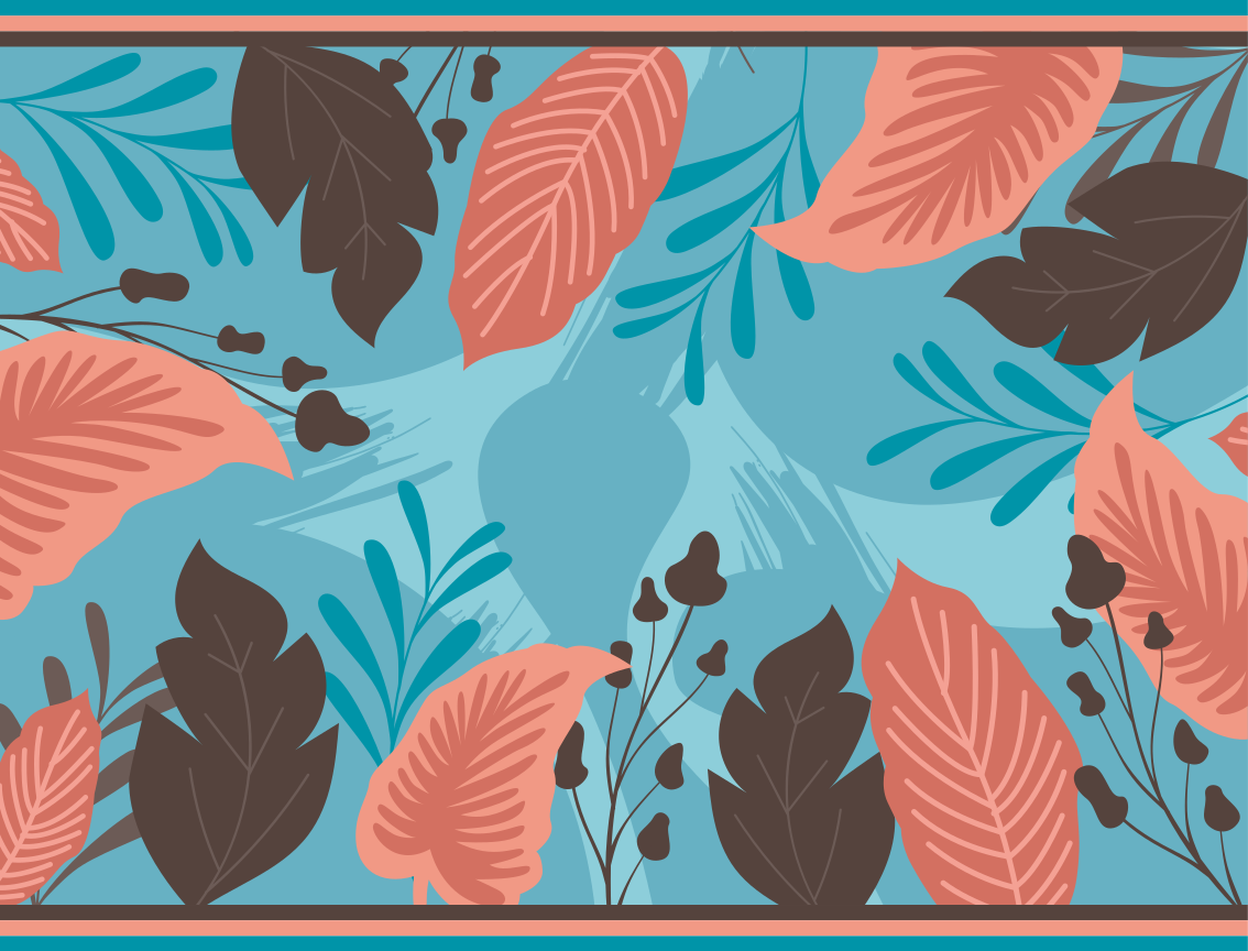 Tropical leaves pastel wall art living room rug - TenStickers