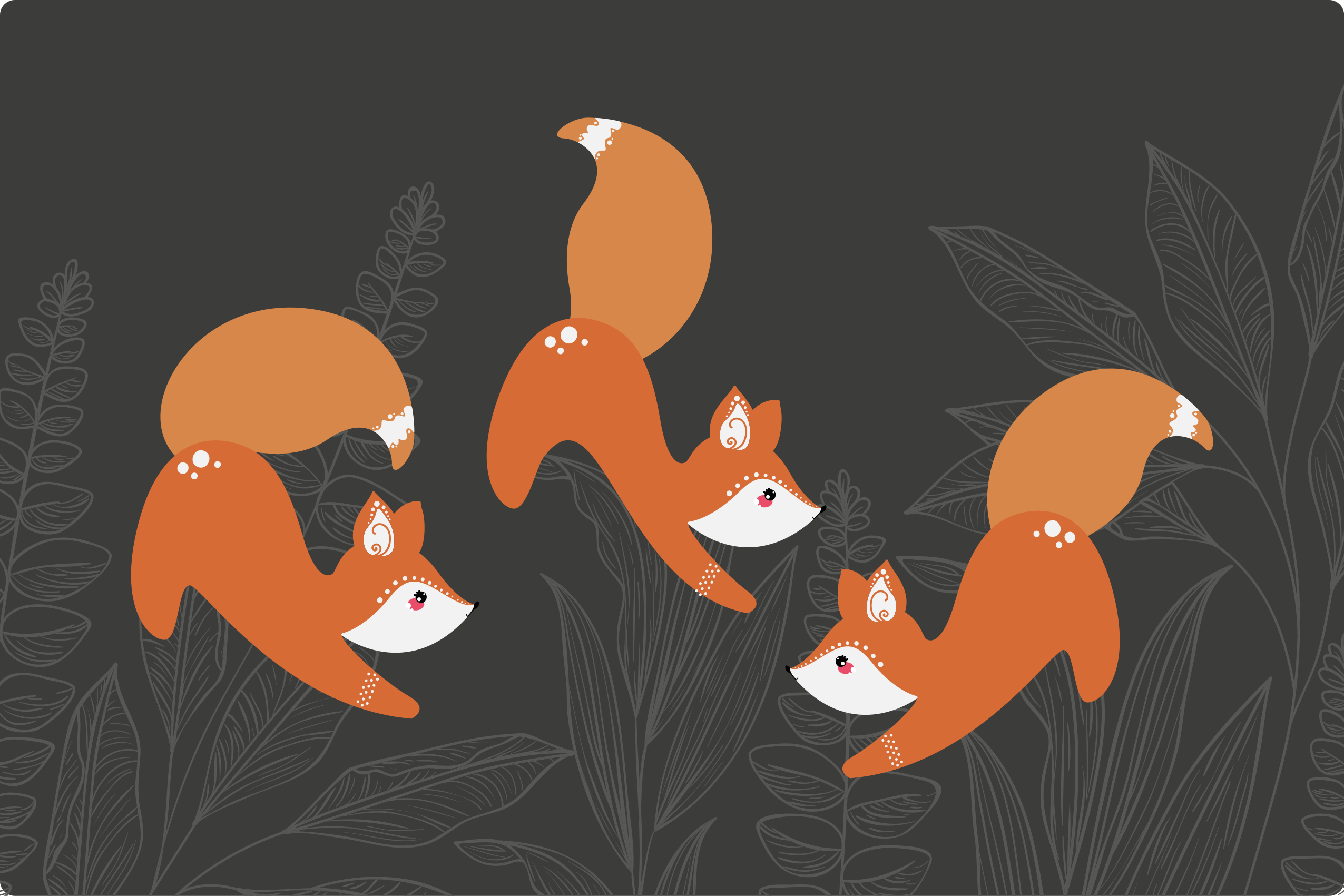 Playful Foxes Pattern animal vinyl rug - TenStickers