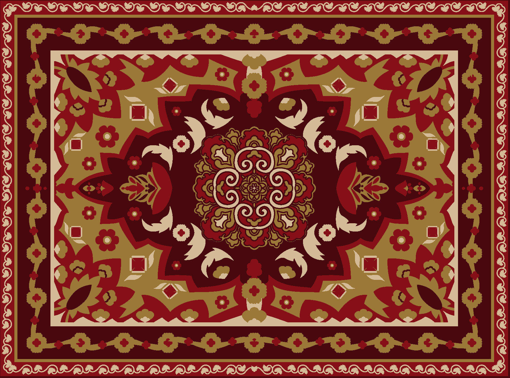 Floral geometric vintage design dining room carpet - TenStickers