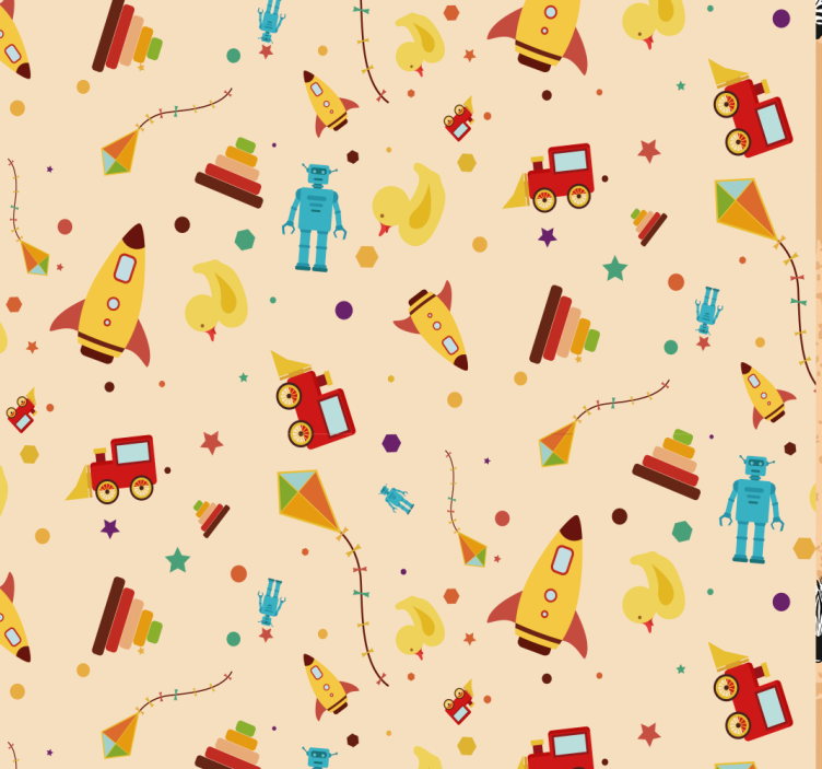 Playful Robots Rockets nursery room wallpaper - TenStickers