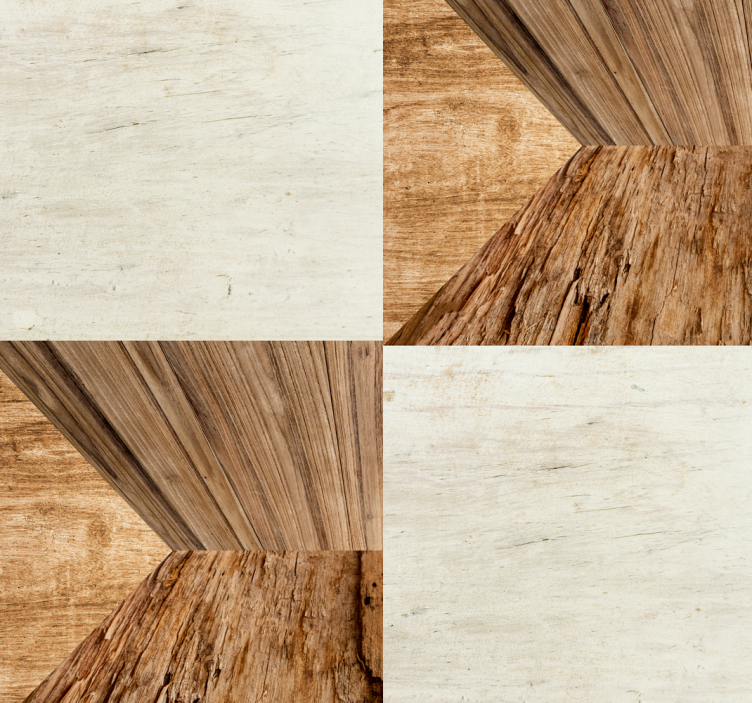 Geometric Wood wood effect wallpaper - TenStickers