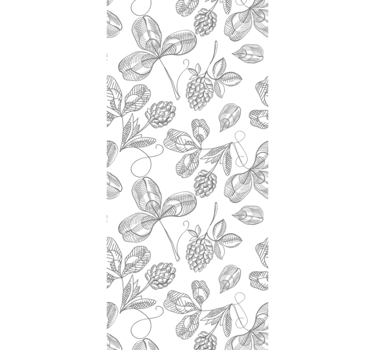 Grey and white design pattern leaves wallpaper - TenStickers