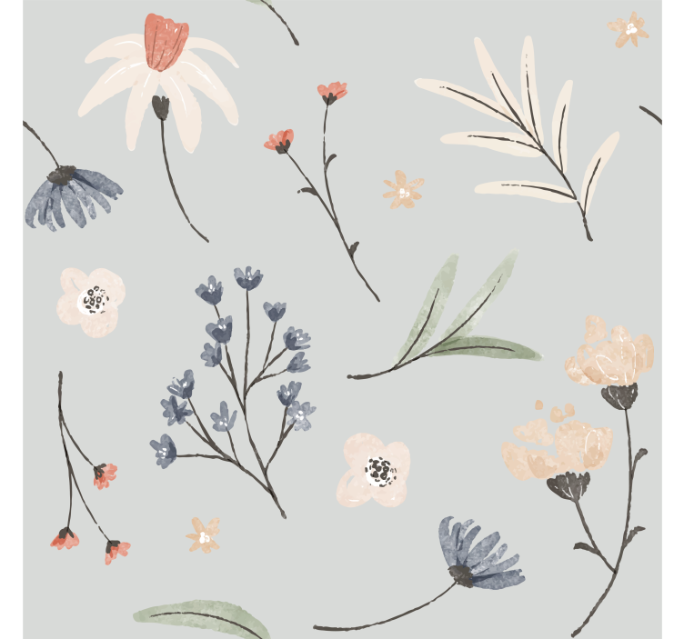 Delicate spring design flowers wallpaper - TenStickers