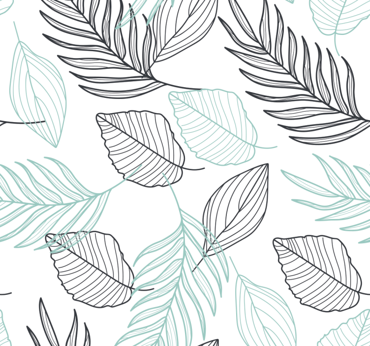 Stylish gray flying pattern leaves wallpaper - TenStickers