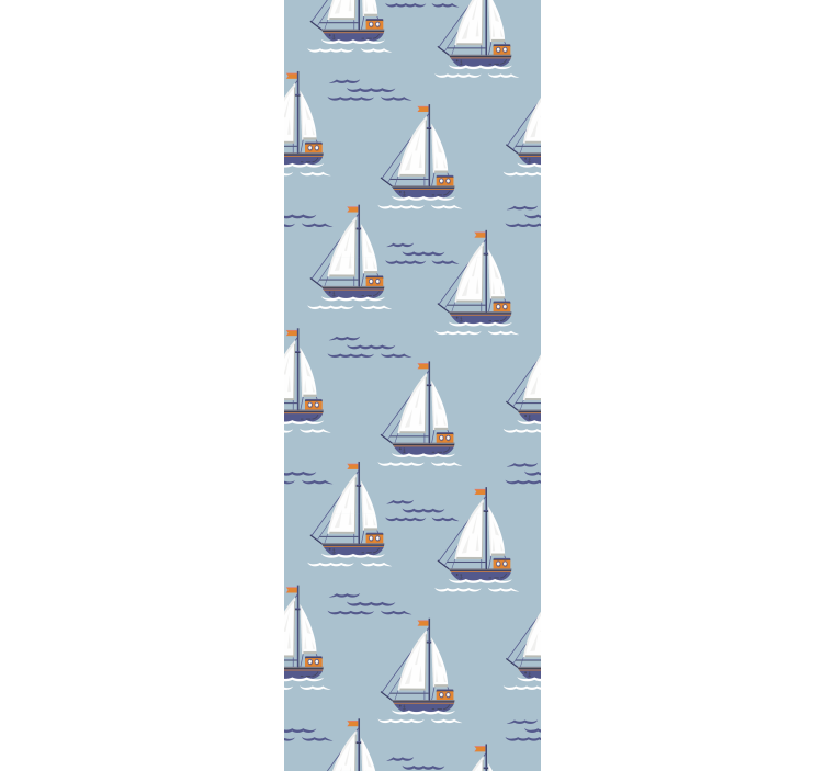 Sailboats on Waves bathroom wallpaper - TenStickers