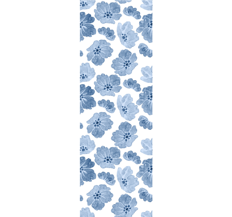 Blue and white floral pattern flowers wallpaper - TenStickers