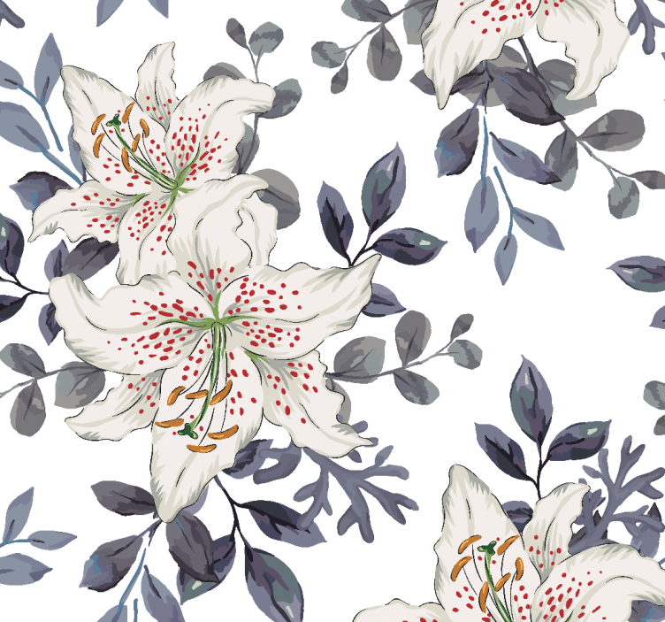 Floral White Lilies flowers wallpaper - TenStickers