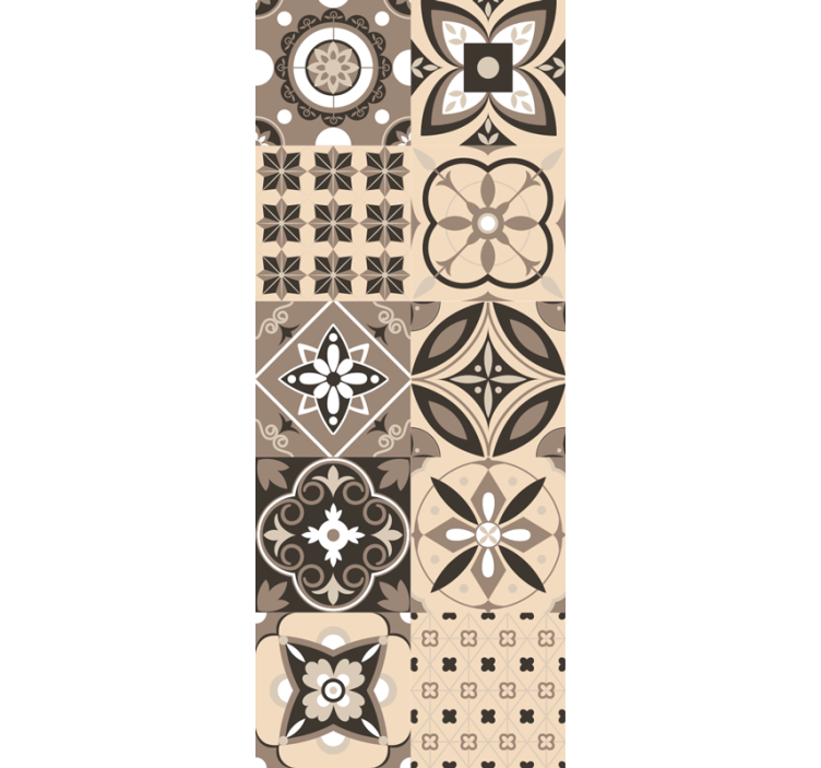 Tile effect wallpaper geometric floral design - TenStickers
