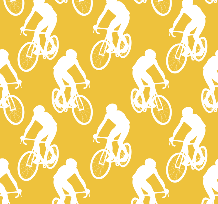 Cyclists yellow wallpaper - TenStickers