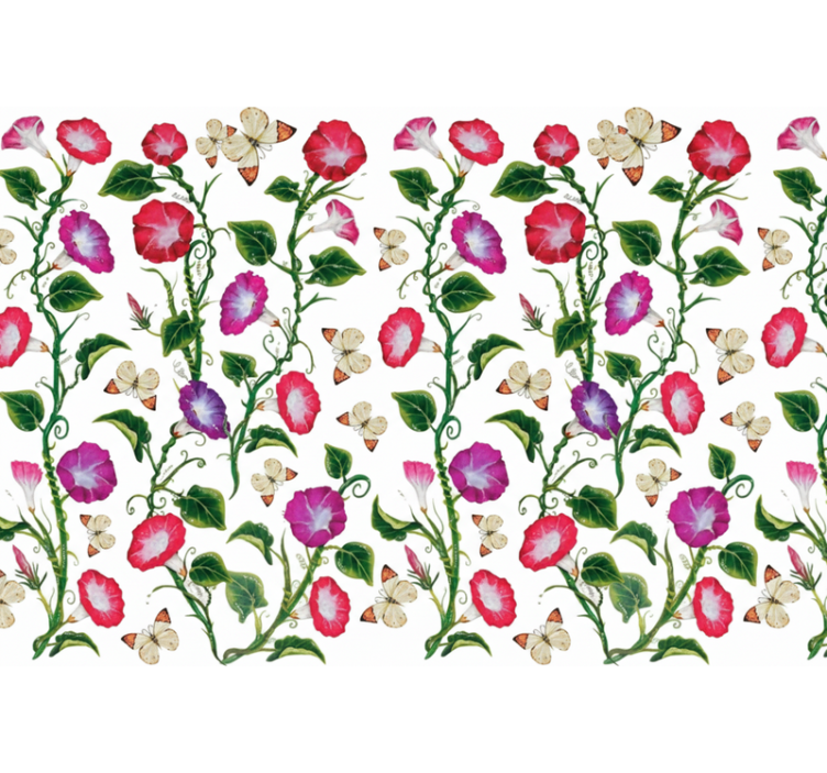 Flowers wallpaper with pink and purple blooms - TenStickers